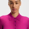 Polo-collar knit sweater in a wool blend