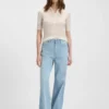 Polo-collar knit sweater in a wool blend