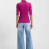 Polo-collar knit sweater in a wool blend