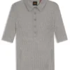 Polo-collar knit sweater in a wool blend