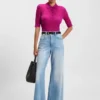 Polo-collar knit sweater in a wool blend