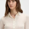 Polo-collar knit sweater in a wool blend
