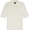 Polo-collar knit sweater in a wool blend