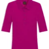 Polo-collar knit sweater in a wool blend