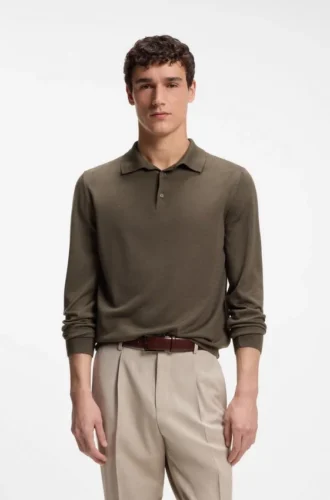 Polo sweater in wool, silk and cashmere