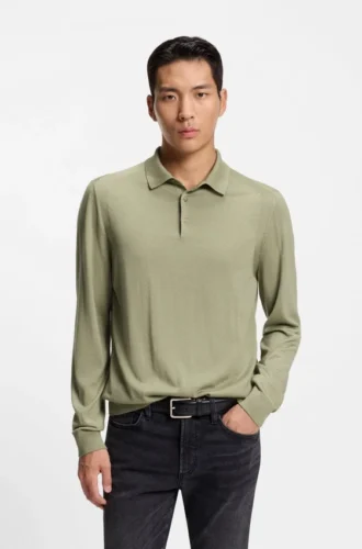 Polo sweater in wool, silk and cashmere