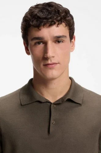 Polo sweater in wool, silk and cashmere