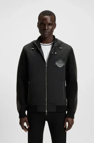 Porsche x BOSS knitted jacket with sleeve stripes