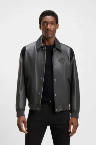 Porsche x BOSS leather jacket with contrast details