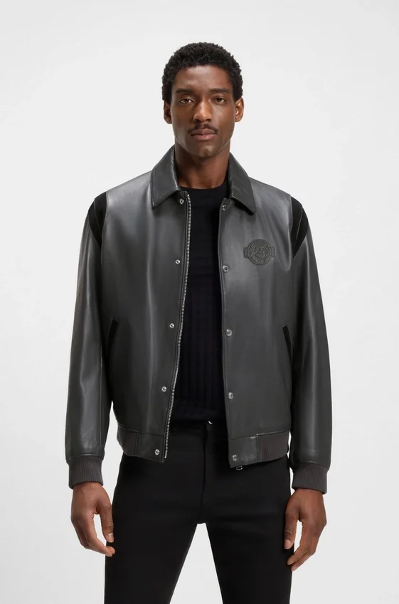 Porsche x BOSS leather jacket with contrast details Porsche x BOSS leather jacket with contrast details