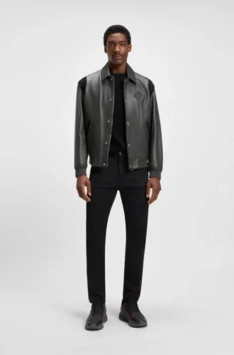 Porsche x BOSS leather jacket with contrast details