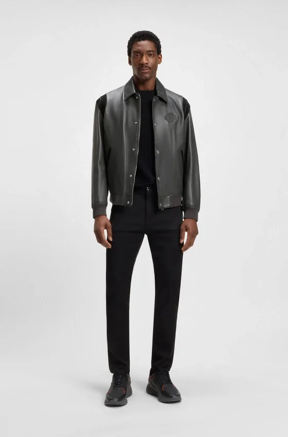 Porsche x BOSS leather jacket with contrast details Porsche x BOSS leather jacket with contrast details