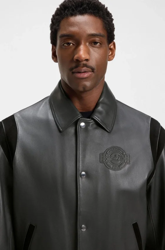 Porsche x BOSS leather jacket with contrast details Porsche x BOSS leather jacket with contrast details