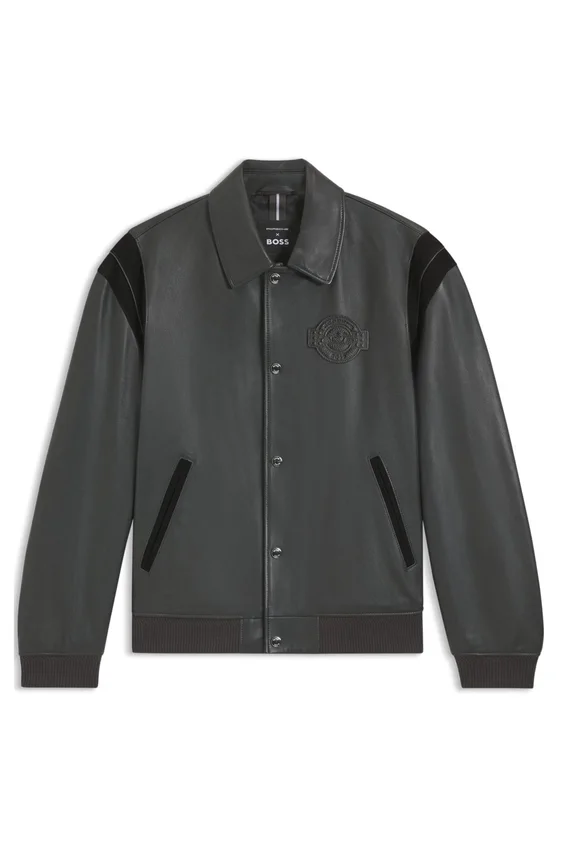 Porsche x BOSS leather jacket with contrast details Porsche x BOSS leather jacket with contrast details