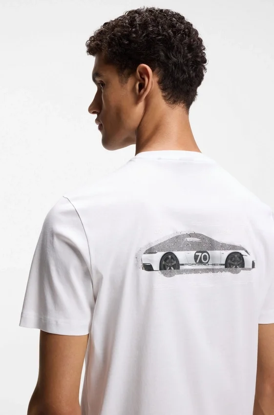 Porsche x BOSS mercerized-cotton T-shirt with rear graphics Porsche x BOSS mercerized-cotton T-shirt with rear graphics