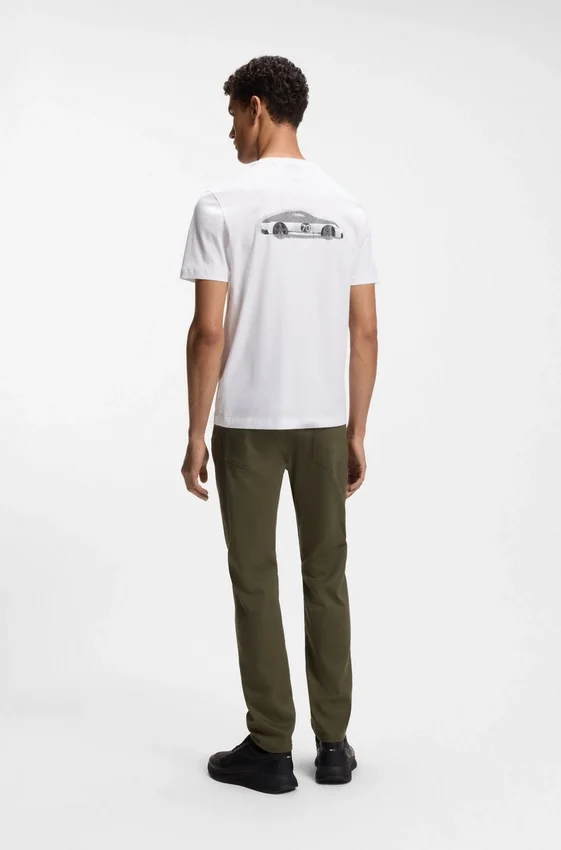 Porsche x BOSS mercerized-cotton T-shirt with rear graphics Porsche x BOSS mercerized-cotton T-shirt with rear graphics