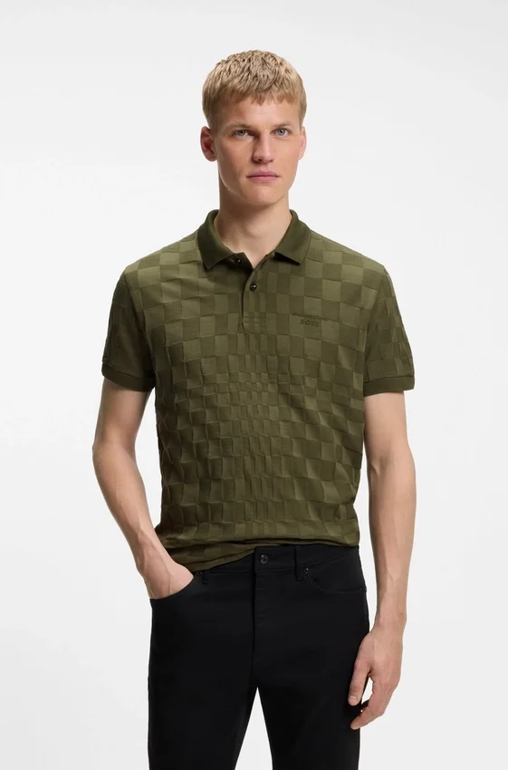 Porsche x BOSS polo shirt in jacquard-patterned cotton Porsche x BOSS polo shirt in jacquard-patterned cotton