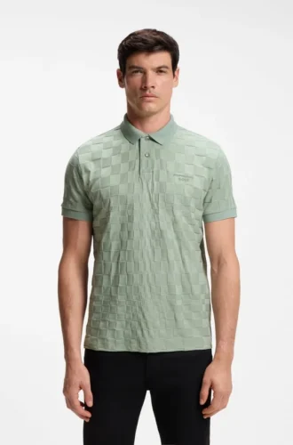 Porsche x BOSS polo shirt in jacquard-patterned cotton