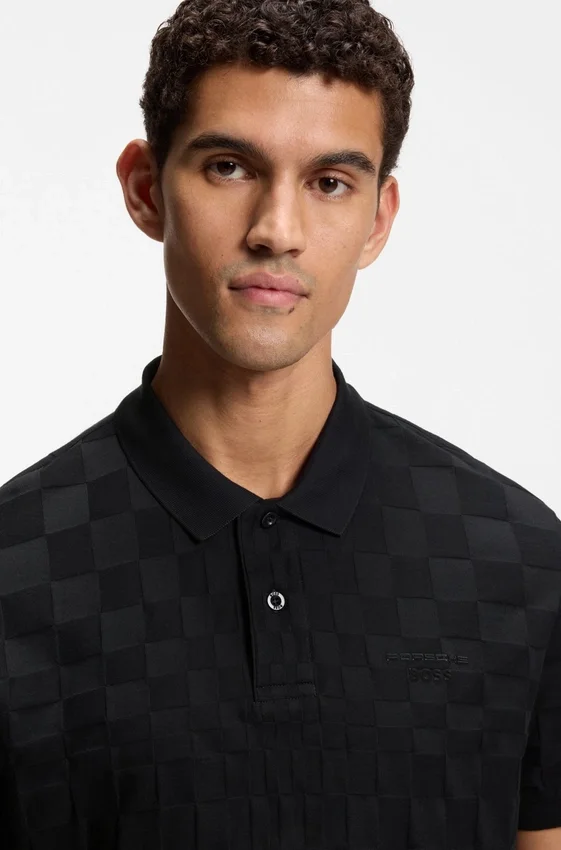 Porsche x BOSS polo shirt in jacquard-patterned cotton Porsche x BOSS polo shirt in jacquard-patterned cotton