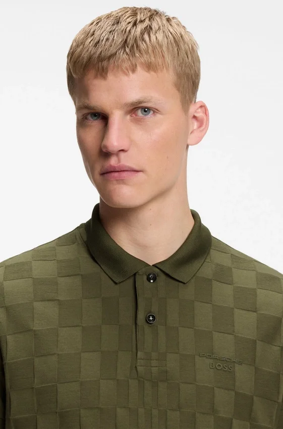 Porsche x BOSS polo shirt in jacquard-patterned cotton Porsche x BOSS polo shirt in jacquard-patterned cotton