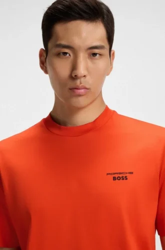 Porsche x BOSS Targa-artwork T-shirt in mercerised cotton