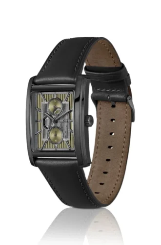 Principle Dress olive-dial watch with leather strap