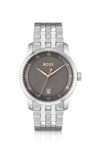 PRINCIPLE Link-bracelet watch with gray patterned dial