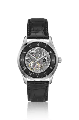 PRINCIPLE SKELETON Leather-strap watch with skeleton Japanese automatic movement