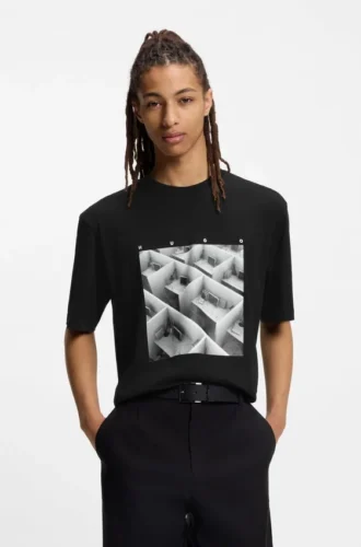 Printed-artwork T-shirt in cotton jersey