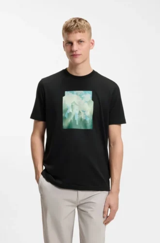 Printed-artwork T-shirt in cotton jersey