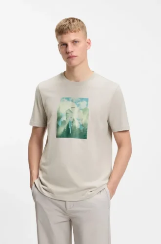Printed-artwork T-shirt in cotton jersey
