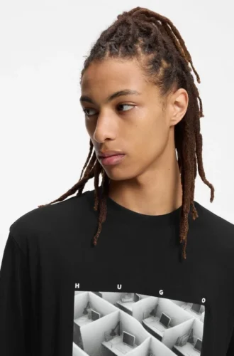 Printed-artwork T-shirt in cotton jersey