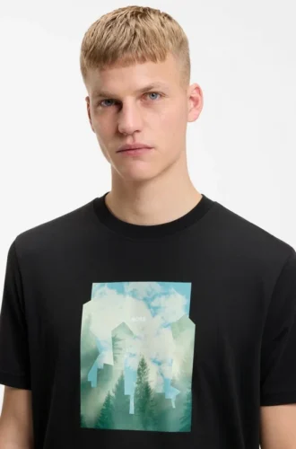 Printed-artwork T-shirt in cotton jersey