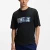 Printed-artwork T-shirt in cotton terry