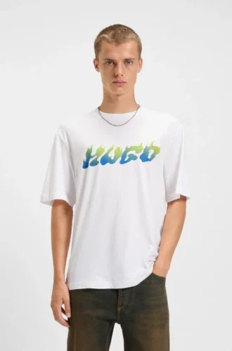 Printed-artwork T-shirt in cotton terry