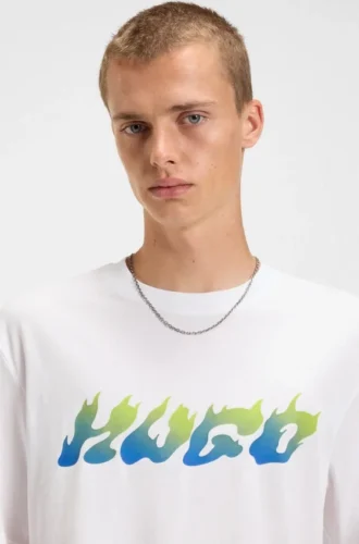 Printed-artwork T-shirt in cotton terry