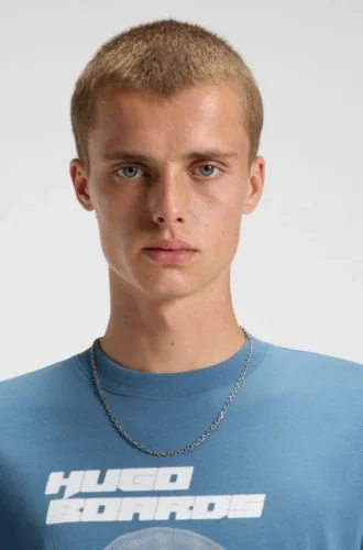 Printed-artwork T-shirt in cotton terry