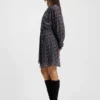 Printed-crepe dress with smocking