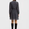 Printed-crepe dress with smocking