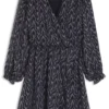 Printed-crepe dress with smocking
