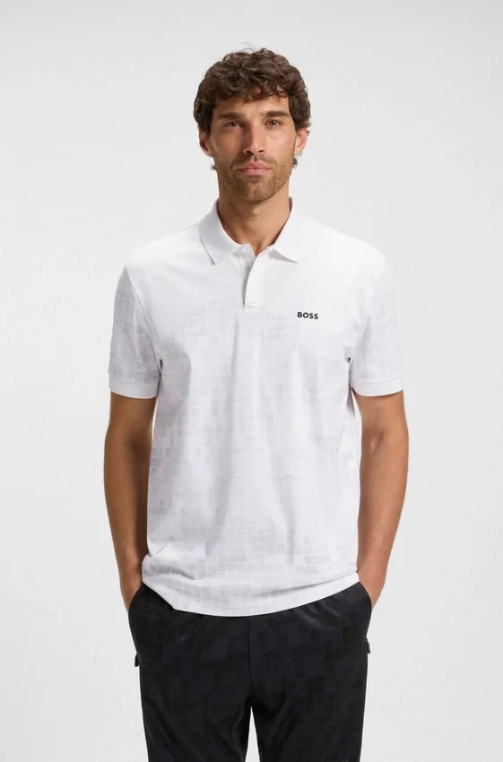 Printed-graphic polo shirt in mercerised cotton Printed-graphic polo shirt in mercerised cotton