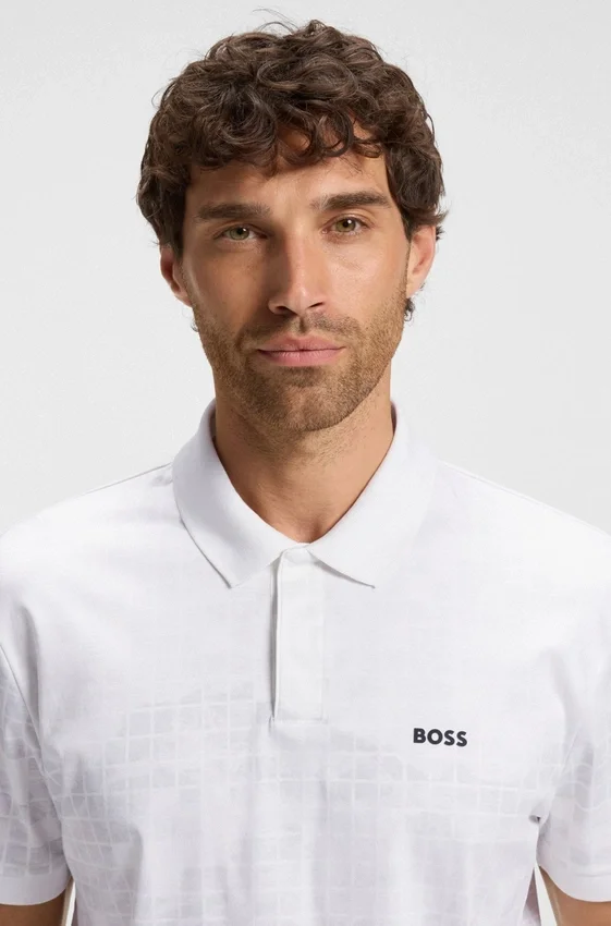Printed-graphic polo shirt in mercerised cotton Printed-graphic polo shirt in mercerised cotton