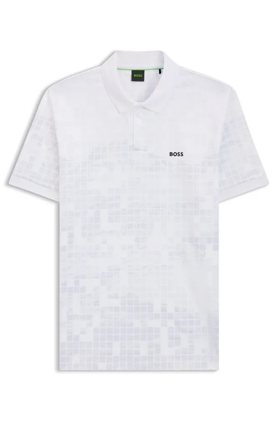 Printed-graphic polo shirt in mercerised cotton Printed-graphic polo shirt in mercerised cotton