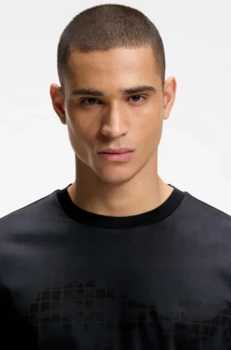 Printed-graphic T-shirt in mercerised cotton