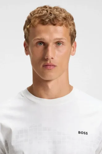 Printed-graphic T-shirt in mercerised cotton