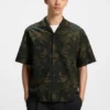 Printed oversized-fit shirt in cotton poplin