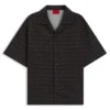 Printed oversized-fit shirt in cotton poplin