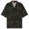 Printed oversized-fit shirt in cotton poplin