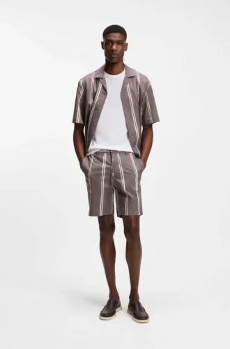 Printed-pattern shorts in stretch cotton