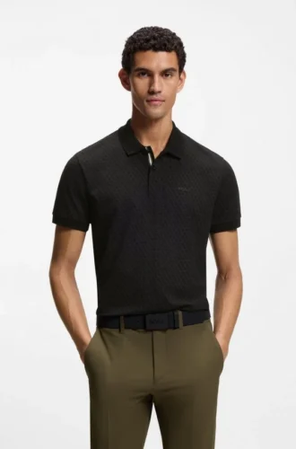 Printed polo shirt in cotton piqué